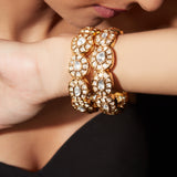 Gold Plated Womens Kundan, Polki Pair of Bangles