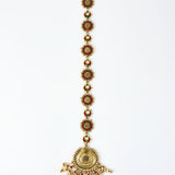 Saadgi Gold Plated Red Kundan, Polki Womens Maathapatti