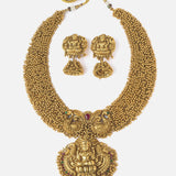 Gold Plated Womens Short Necklace Set with Pair of Earrings