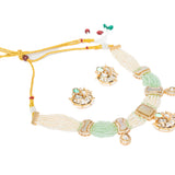 Isvaraah 2.0 Gold Plated Green Choker Necklace Set with Pair of Earrings