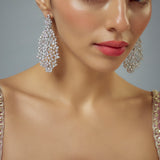 Zia Silver Plated Zircon Womens Pair of Danglers Earrings (Freesize)