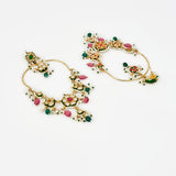 Saadgi Gold Plated Multicolored Kundan, Polki Womens Pair of Danglers Earrings (Freesize)