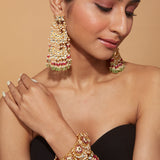 Aatman Gold Plated Pink Womens Kundan, Polki Pair of Earrings