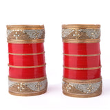 Gold Plated Red Womens Pair of Chuda Set