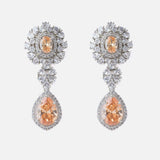 Silver Plated Yellow Womens Zircon Drop Pair of Earrings