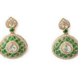 Gold Plated Green Womens Synthetic Stone Pair of Earrings