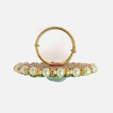 Gold Plated Green Womens Kundan & Polki Ring