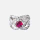 Silver Plated Pink Womens Zircon Ring