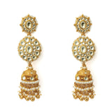 Gold Plated Womens Kundan, Polki Pair of Earrings