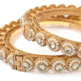 Gold Plated Womens Kundan, Polki Pair of Bangles