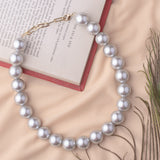 Florence Grey Womens Pearl Short Necklace set (Freesize)
