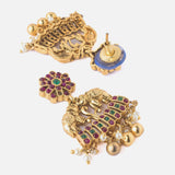 Gold Plated Red Womens Kundan & Polki Dangler Pair of Earrings