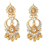 Gold Plated Womens Kundan, Polki Pair of Earrings