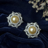 Silver Plated Yellow Womens Pair of Stud Earrings