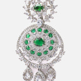 Zia Silver Plated Green Womens Pair of Chandbali Earrings
