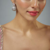 Zia Silver Plated Zircon Womens Pair of Drop Earrings (Freesize)