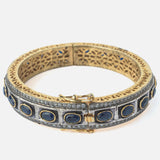Gold Plated Black Colored Synthetic Stone Womens Kada