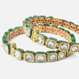 Gold Plated Synthetic Stone Womens Pair of Bangles
