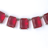 Silver Plated Red Womens Short Necklace Set with Pair of Earrings
