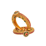 Gold Finish Multi Stones Kadaa Bangles, Set of 2