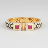 Gold Finish Red Stone Kada