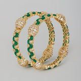 Two Tone Finish Green Onyx Bangles, Set of 2