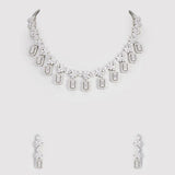 White Finish Zircon & Diamond Necklace Set