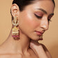 Gold Finish Pink Drop Jhumka Earrings
