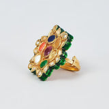 Gold Finish Navratna Stone Ring