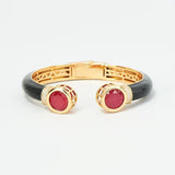 Gold Finish Ruby Synthetic Stone Enamelled Bangle