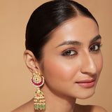 Gold Finish Kundan Polki Jhumka Earrings