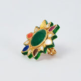 Gold Finish Navratna Stone Ring