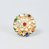 Gold Finish Navratna Stone Ring