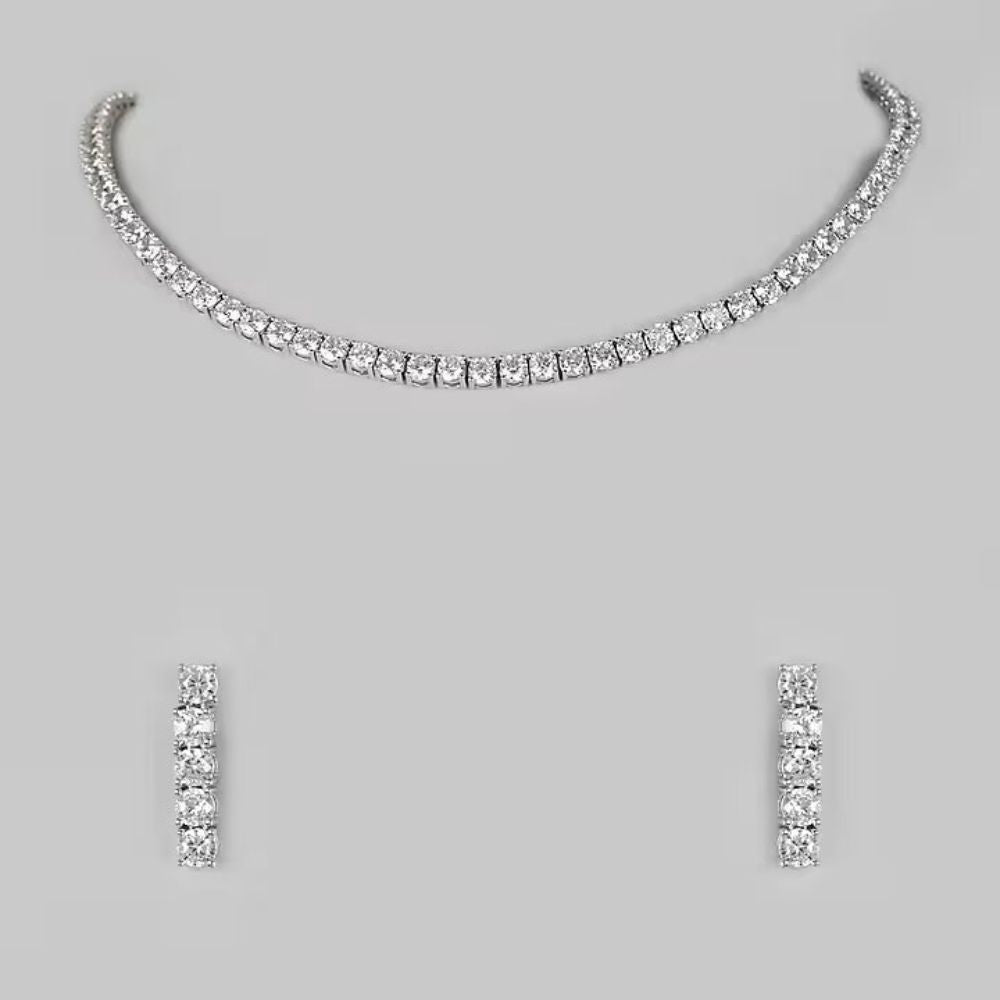 White Finish Zircons Necklace Set