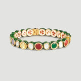 Gold Finish Meenakari Navratna Bangles, Set of 2