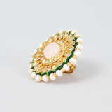 Gold Finish Kundan Polki Ring