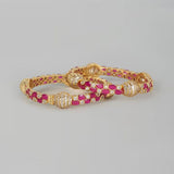 Two Tone Finish Ruby Bangles, Set of 2