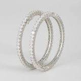 White Finish Zircon Bangles, Set of 2