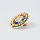 Gold Finish Kundan Polki Ring