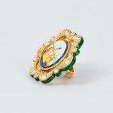 Gold Finish Kundan Polki Ring