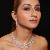 White Finish Zircon & Diamond Necklace Set