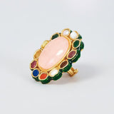 Gold Finish Navratna Stone Ring