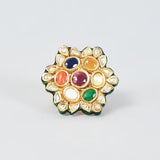 Gold Finish Navratna Stone Ring