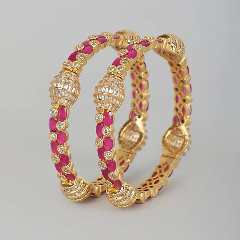 Two Tone Finish Ruby Bangles, Set of 2