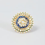 Gold Finish Kundan Polki Ring