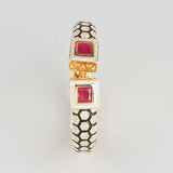 Gold Finish Red Stone Kada