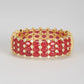 Gold Finish Red Synthetic Stone Bangle
