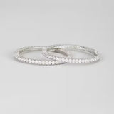 White Finish Zircon Bangles, Set of 2