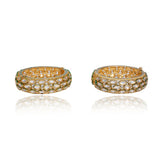 Gold Finish Kundan Screw Studded Bangles, Set of 2