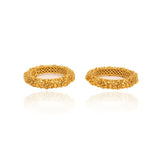 Gold Finish Screw Closure Temple Bangles, Set of 2